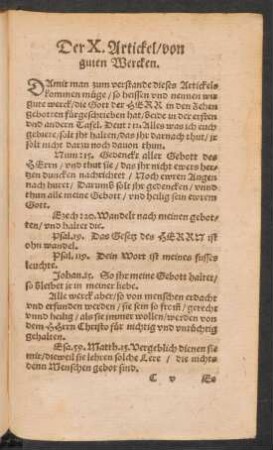 Der X. Artickel/ von guten Wercken.