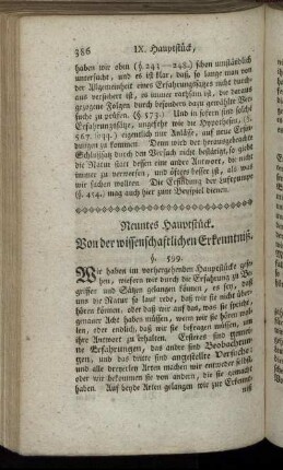 Neuntes Hauptstück. Von der wissenschaftlichen Erkenntniß.