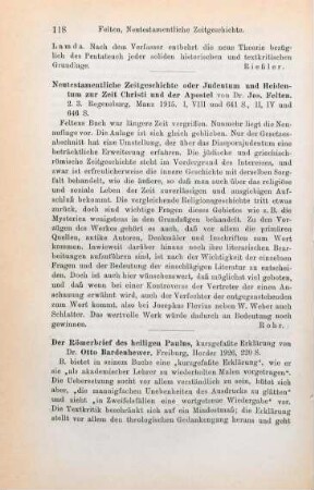 118-119 [Rezension] Bardenhewer, Otto, Der Römerbrief des heiligen Paulus