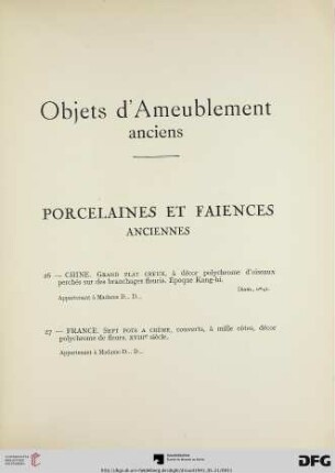 Objets d’ameublement anciens (Nr. 26-29)