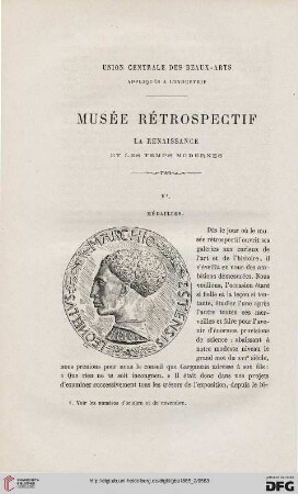 19: Musée rétrospectif, [7], Le Renaissance et les temps modernes : Union Centrale des Beaux-Arts Appliqués à l'Industrie