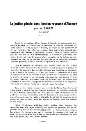 332-338, La justice pénale dans l'ancien royaume d'Abomey