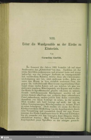 XIII. Ueber die Wandgemälde an der Kirche zu Klösterlein