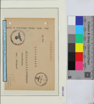Privat-Feldpostbrief, Schiffsname/Landeinheit: 3. Vorpostenflottille V315, Feldpostnr. 20154; Frankatur, Mi.-Nr.: [Keine]; Poststempel: Feldpost […] 20.5.43; Nebenstempel: Dienststelle Feldpost-Nr. M20154