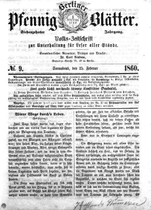 No. 9, Sonnabend, den 25. Februar