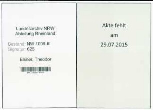 Entnazifizierung Theodor Elsner , geb. 15.01.1895 (Arzt)