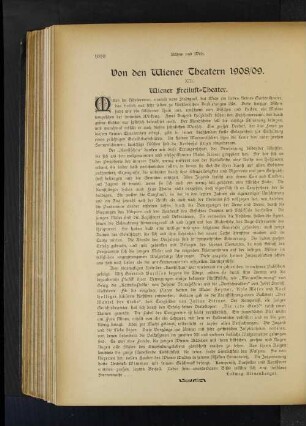 Von den Wiener Theatern 1908/09