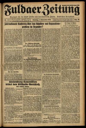 Erste Ausgabe vom Sonntag, den 01. November 1931.