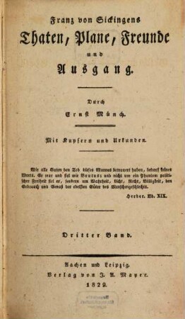 Franz von Sickingens Thaten, Plane, Freunde und Ausgang, 3