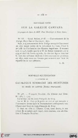 Nouvelle rectification à apporter au cataogue sommaire des peintures du Musée du Louvre (école française)