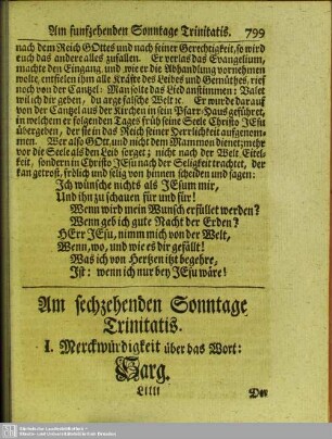 Am sechzehenden Sonntage Trinitatis