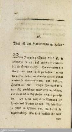 IV. Was ist von Hausmitteln zu halten?