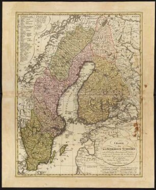 Karte von Schweden, Kupferstich, 1793. - Aus: Atlas mapparum geographicarum generalium & specialium Centum Foliis compositum et quotidianis usibus accommodatum - Norimbergae, 1791