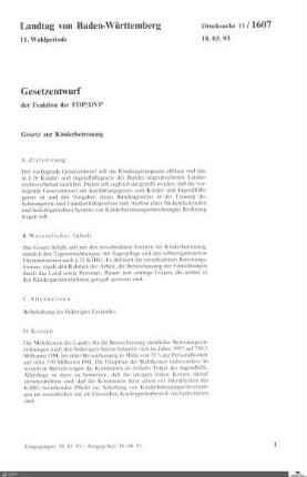 Gesetzentwurf der FDP: Kinderbetreuung