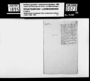 Notizen [des Finanzrats Rudolf Moser] zur Ortsbeschreibung von Gammelshausen, mit Auszügen aus Archivdokumenten; fol. 416-419