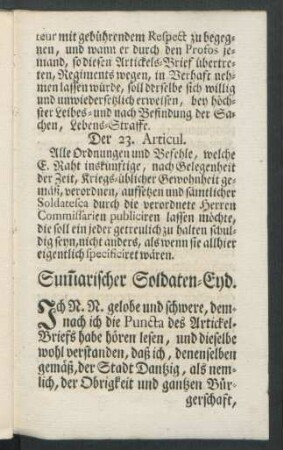 Sum[m]arischer Soldaten-Eyd