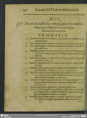 XLVI. De tertia classe seu ordine, puta de creditoribus expressam vel tacitam hypothecam habentibus
