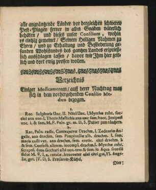 Verzeichnis einiger Medicamenten ...