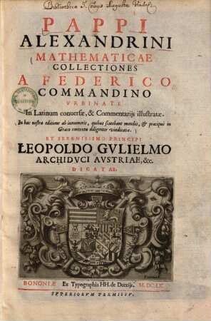 Pappi Alexandrini Mathematicae Collectiones