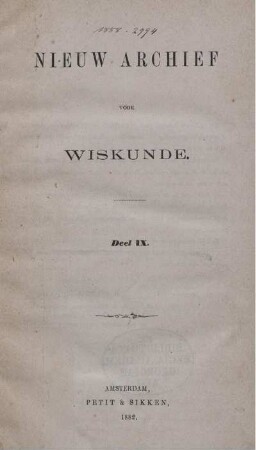 9: Nieuw archief voor wiskunde
