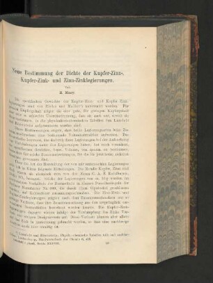 Neue Bestimmung der Dichte der Kupfer-Zinn-, Kupfer-Zink- und Zinn-Zinklegierungen.
