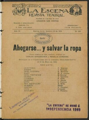 Ahogarse... y salvar la ropa : pieza cómica en dos cuadros