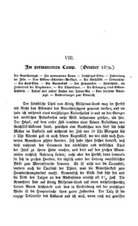 VIII. Im permanenten Camp. (October 1879).