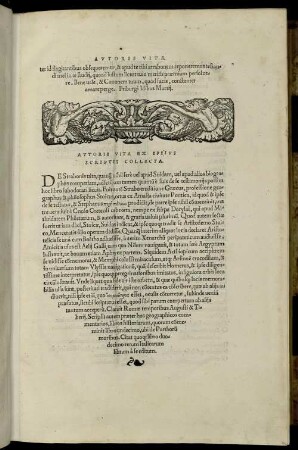Autoris Vita Ex Ipsius Scriptis Collecta.