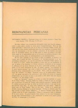 Panorama de la poesía peruana actual por Estuardo Núñez