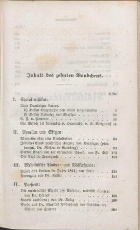 Inhalt des zehnten Bändchens.