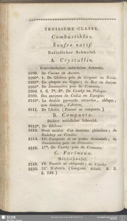Troisième Classe. Combustibles