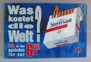 Werbeschild (beidseitig) mit Werbeaufdruck für "Peter Stuyvesant"-ZigaretteN