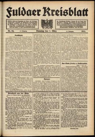Ausgabe vom Dienstag, den 07. März 1911.