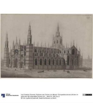 "Äußeres des Domes von Milano" / Perspektivische Ansicht des im gotischen Stil vollendeten Domes von Mailand