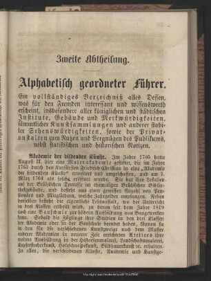 Zweite Abtheilung. Alphabetisch geordneter Führer
