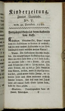 Nro. V. vom 30. October 1780