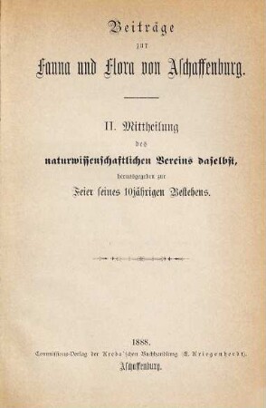 Beiträge zur Flora von Aschaffenburg : Pteridophyten u. Phanerogamen