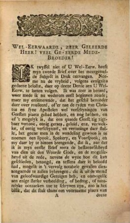 Briev Aan Den Wel Eerw. En Zeer Geleerden Heer Petrus Nieuwland, Wakker En Zeer Geagt Leeraar In 's Hage, Over de mogelikheid, en bestaenelikheid van Spooken, 3
