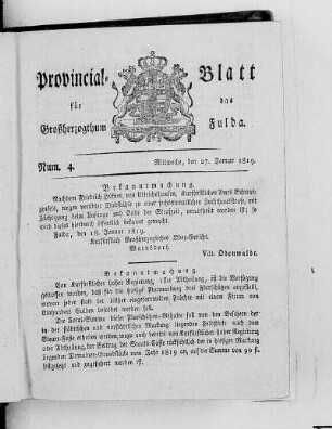 Num. 4, Ausgabe vom 27. Januar 1819