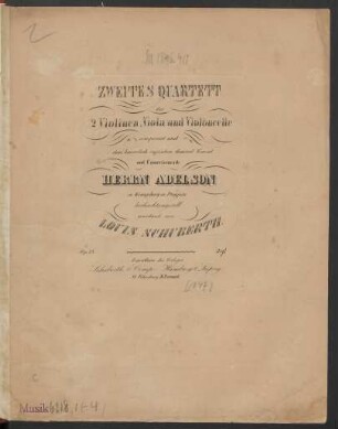 Zweites Quartett für 2 Violinen, Viola und Violoncelle Op. 34.
