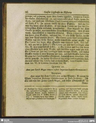 Quaestio 27. Anne jam Caroli Magni tempore exstitit Imperium Romano-Germanicum?