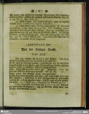 Articulus XIV. Von der Heiligen Tauffe