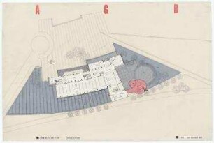 Bauwettbewerb Amerika-Gedenkbibliothek/Berliner Zentralbibliothek, AGB (nicht realisiert), 1. Preisgruppe – Grundriss EG. Berlin-Kreuzberg, Blücherplatz 1