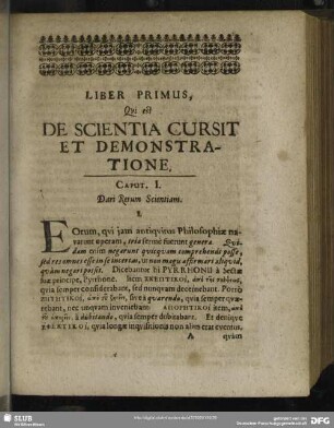Liber Primus, Qui est De Scientia Cursit Et Demonstratione