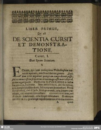 Liber Primus, Qui est De Scientia Cursit Et Demonstratione