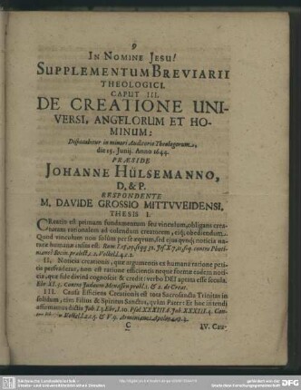 Caput III. De Creatione Universi, Angelorum Et Hominum