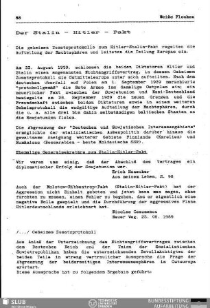 Der Stalin-Hitler-Pakt : Weiße Flecken