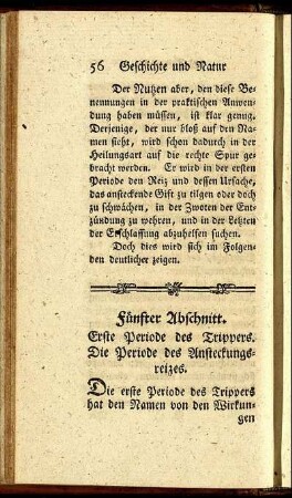 Fünfter Abschnitt. Erste Periode des Trippers. Die Periode des Ansteckungsreizes.