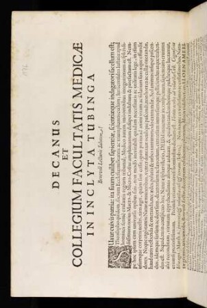 Decanus Et Collegium Facultatis Medicae In Inclyta Tubinga Benevolè Lecturis Salutem!