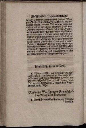 Keyserliche Commissarij